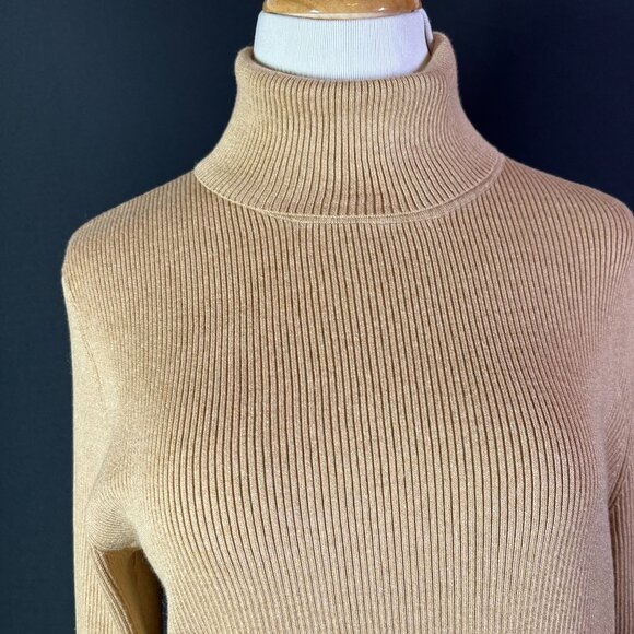 Chico's Size 3 (XL) Ribbed Knit Turtleneck Top or Light Sweater Tan - Picture 6 of 7